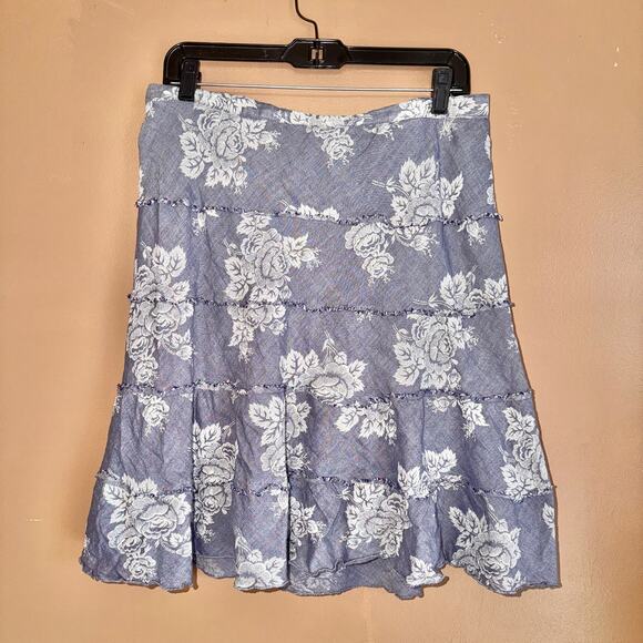 Studio West Apparel Women's Blue Floral Midi Skirt - Size Large - Picture 5 of 7